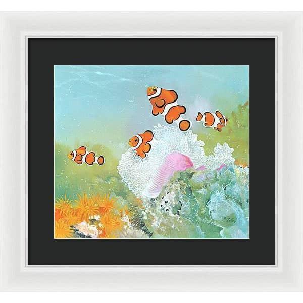 Clown Fish with Sea Anemones - Framed Print | Artwork by Glen Loates