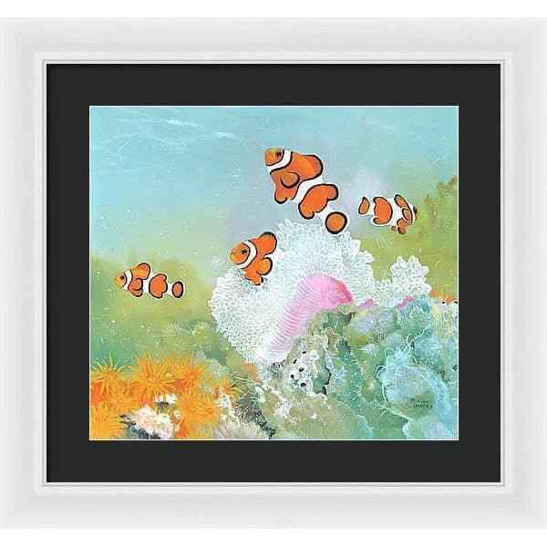 Clown Fish with Sea Anemones - Framed Print | Artwork by Glen Loates