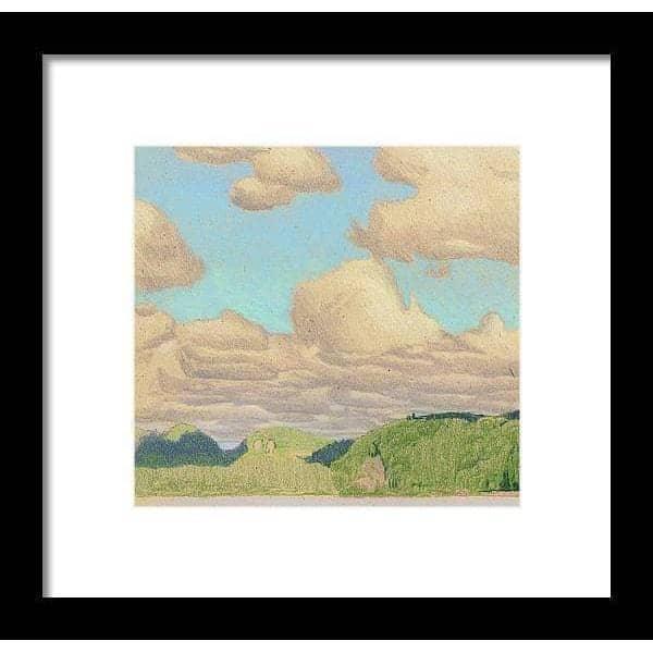 Drag Lake Cloud Study by Glen Loates, framed piece in a black frame with a white mat
