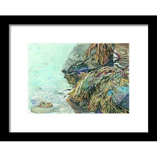 Low Tide Halifax Nova Scotia by Glen Loates, framed piece: seaweed-draped rocks in a tide pool at low tide