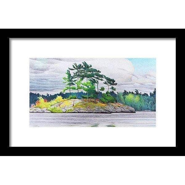 Northern Tribute by Glen Loates, framed piece in a black frame with a white mat