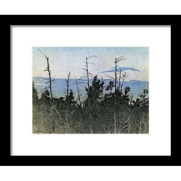 Over Twilight by Glen Loates, framed piece in a black frame with a white mat