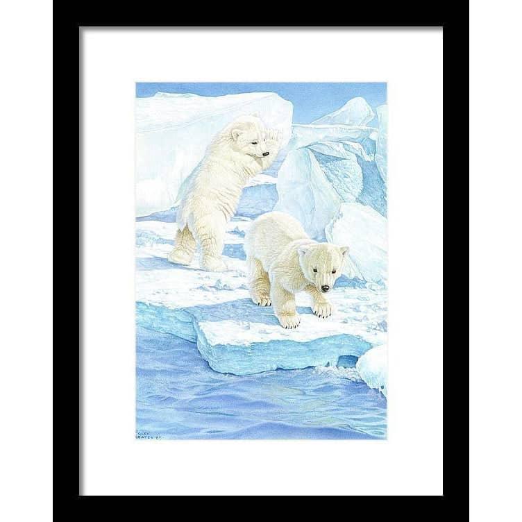 Polar Bear Cubs - Framed Print | Artwork by Glen Loates