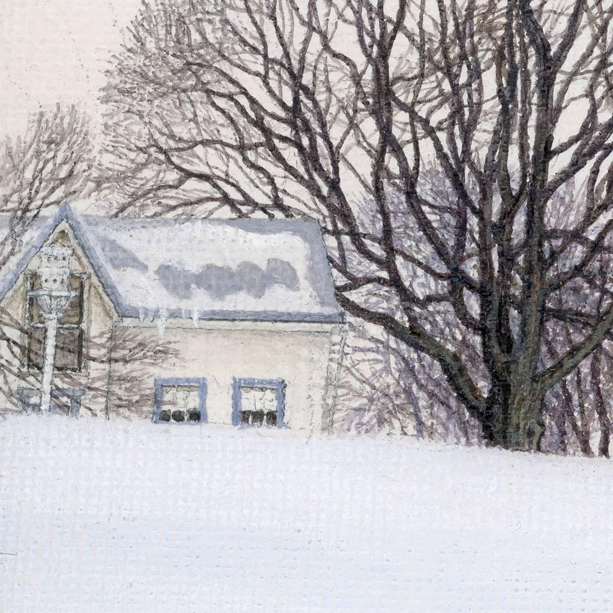 Winter White with Purple Martin House - Framed Print | Artwork by Glen Loates