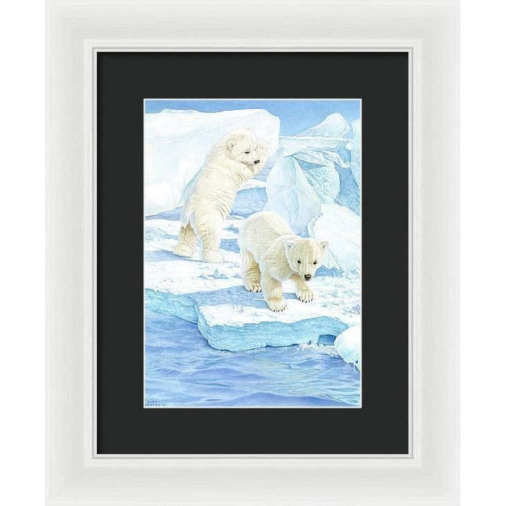 Polar Bear Cubs - Framed Print | Artwork by Glen Loates