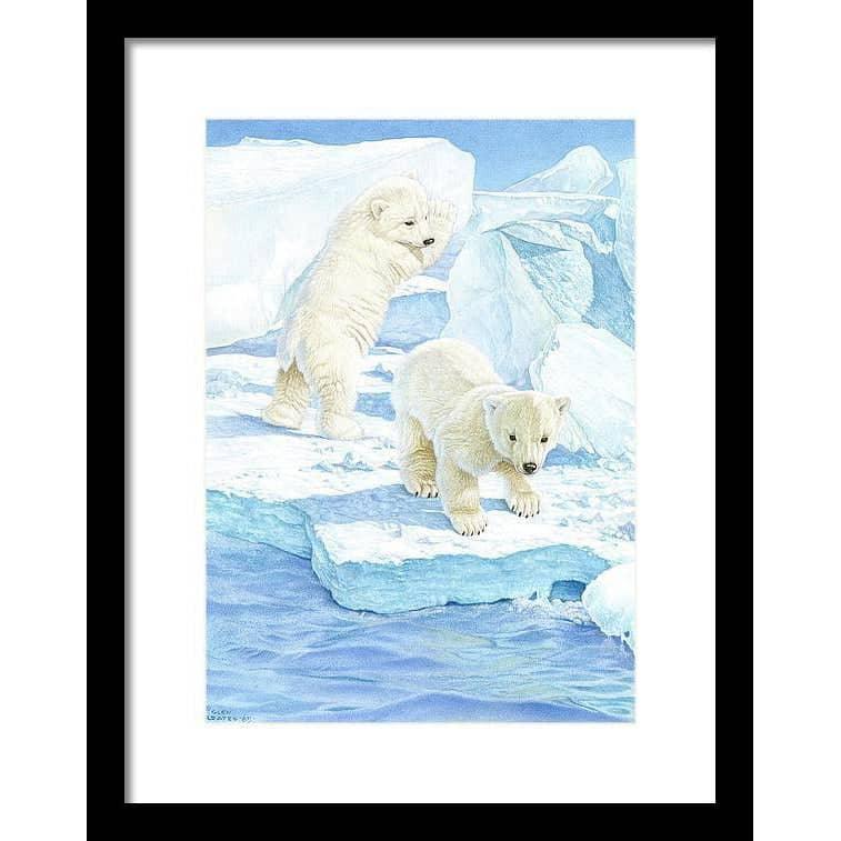 Polar Bear Cubs - Framed Print | Artwork by Glen Loates