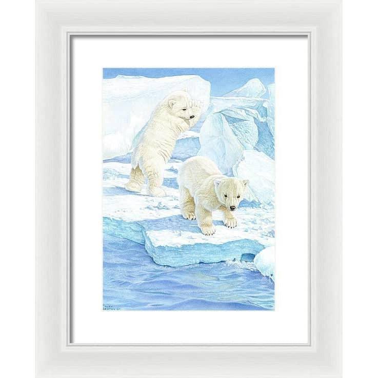 Polar Bear Cubs - Framed Print | Artwork by Glen Loates