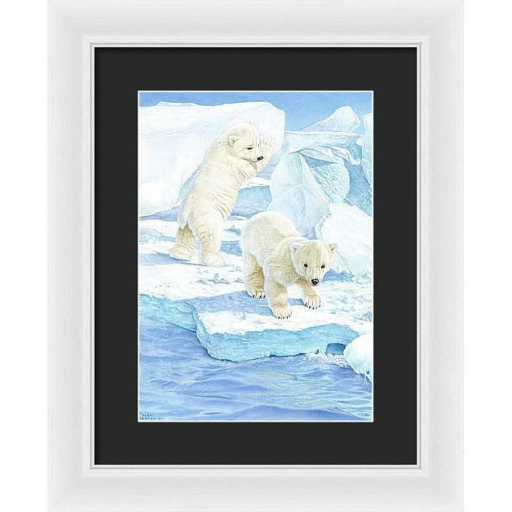 Polar Bear Cubs - Framed Print | Artwork by Glen Loates