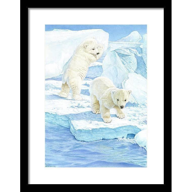 Polar Bear Cubs - Framed Print | Artwork by Glen Loates