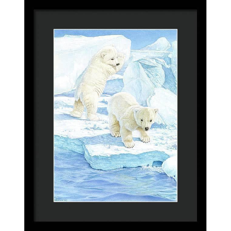 Polar Bear Cubs - Framed Print | Artwork by Glen Loates