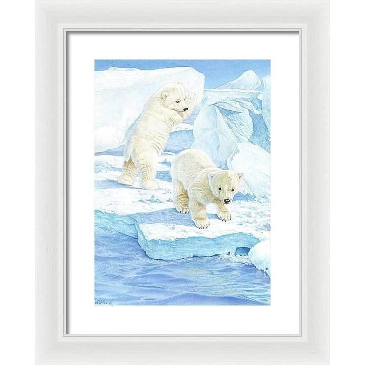 Polar Bear Cubs - Framed Print | Artwork by Glen Loates