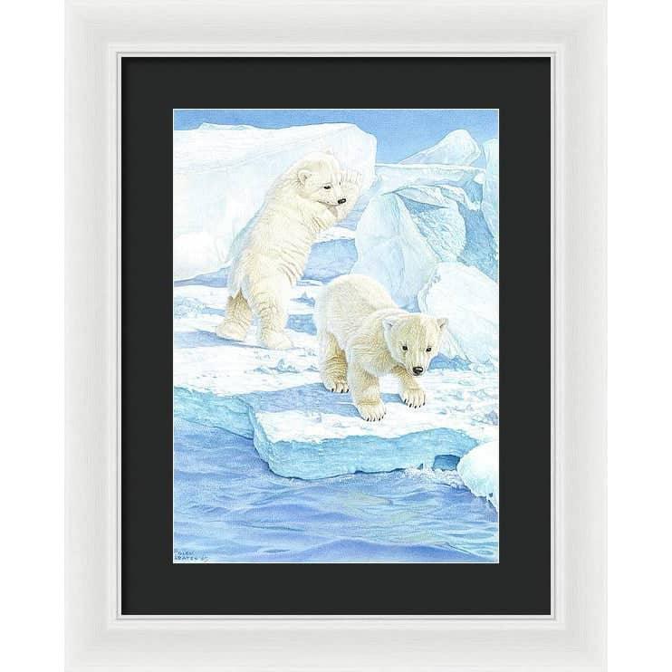 Polar Bear Cubs - Framed Print | Artwork by Glen Loates
