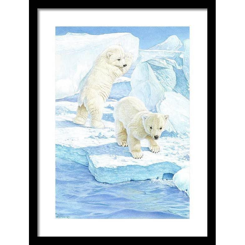 Polar Bear Cubs - Framed Print | Artwork by Glen Loates
