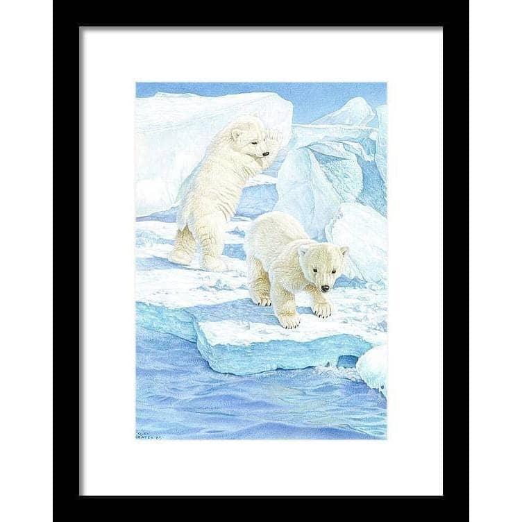 Polar Bear Cubs - Framed Print | Artwork by Glen Loates
