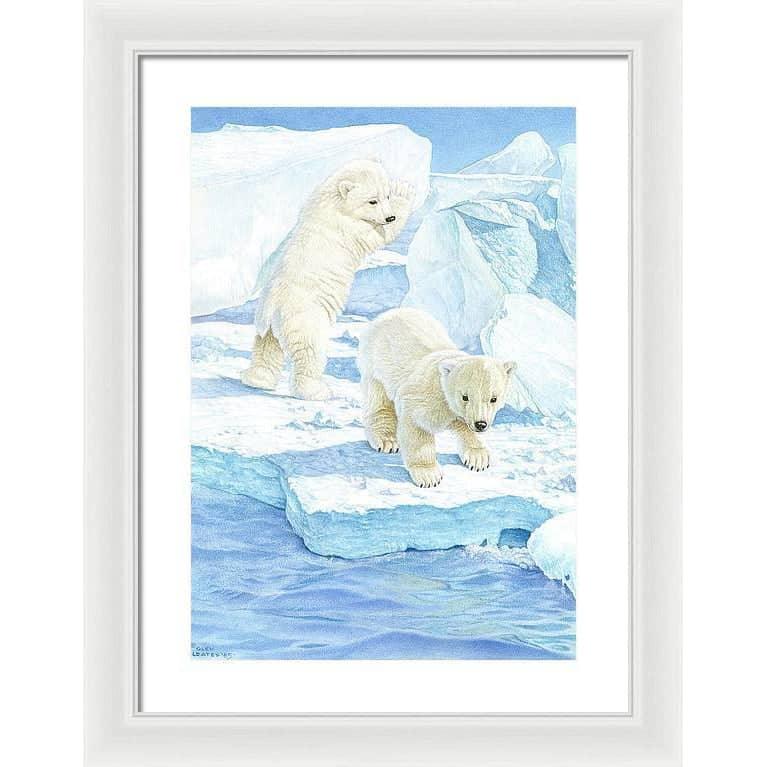 Polar Bear Cubs - Framed Print | Artwork by Glen Loates
