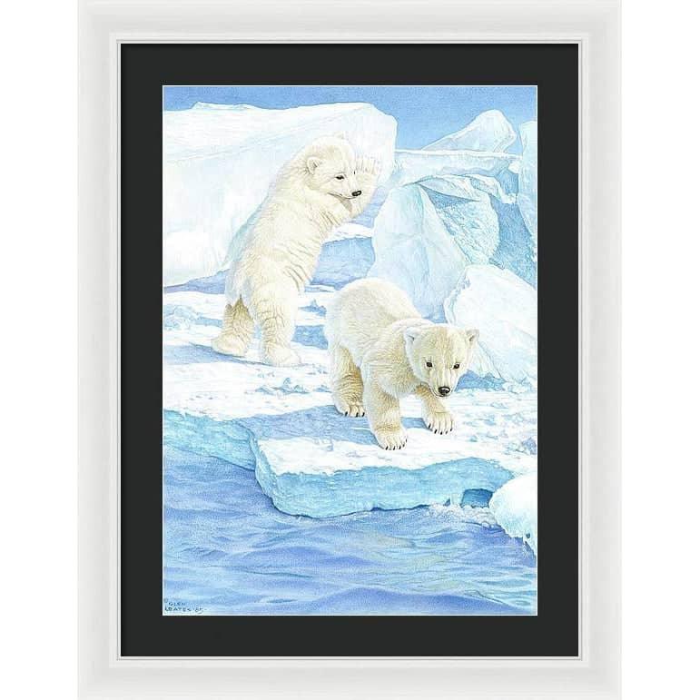 Polar Bear Cubs - Framed Print | Artwork by Glen Loates