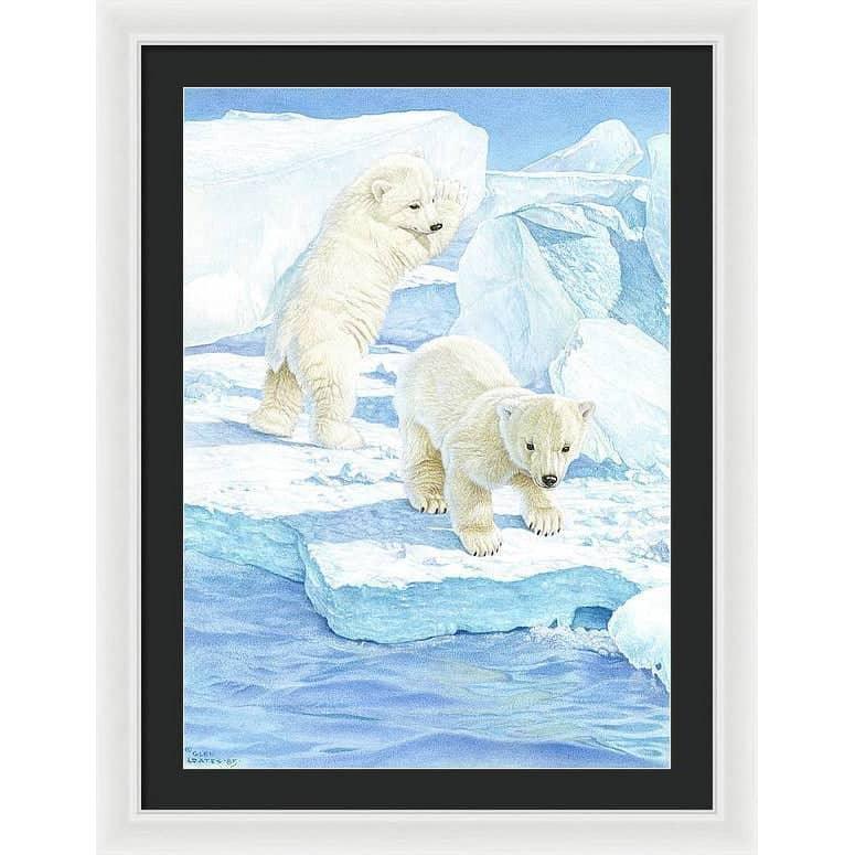 Polar Bear Cubs - Framed Print | Artwork by Glen Loates