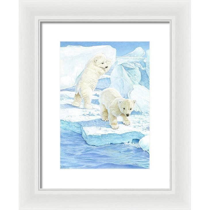 Polar Bear Cubs - Framed Print | Artwork by Glen Loates