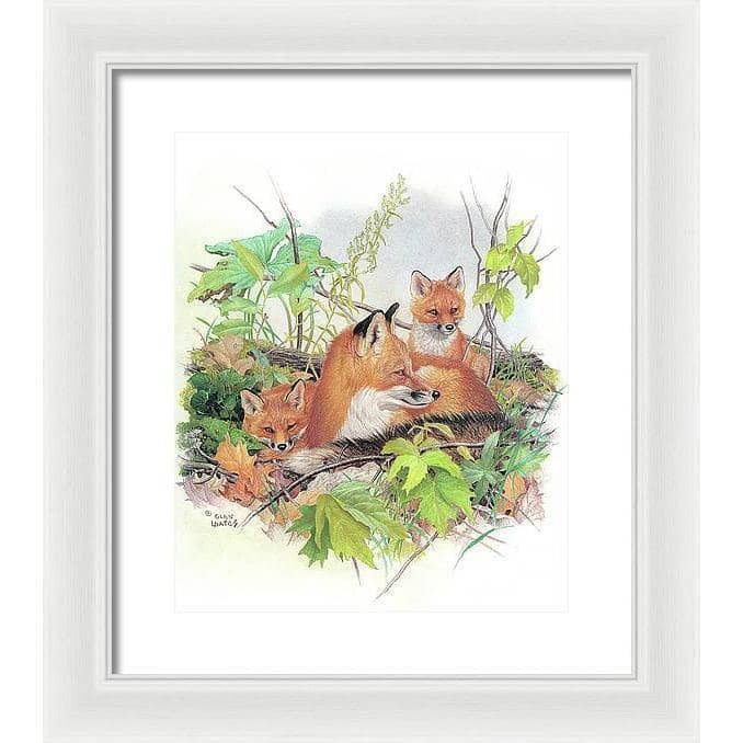 Red Fox and Kits - Framed Print | Artwork by Glen Loates