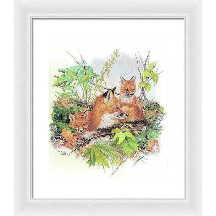 Red Fox and Kits - Framed Print | Artwork by Glen Loates