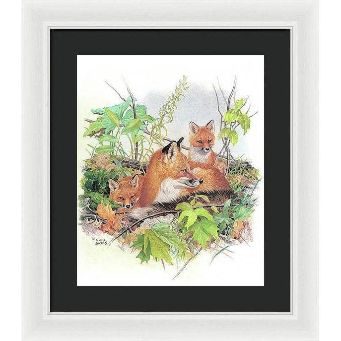 Red Fox and Kits - Framed Print | Artwork by Glen Loates