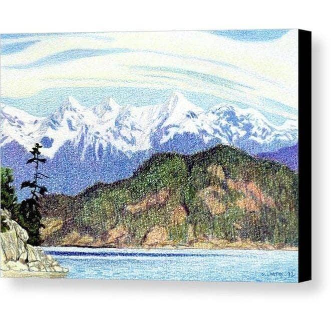 Snow Capped Mountains in British Columbia - Canvas Print | Artwork by Glen Loates