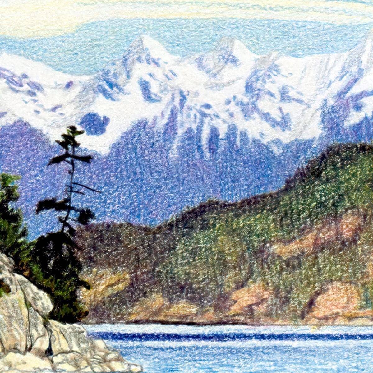 Snow Capped Mountains in British Columbia - Framed Print | Artwork by Glen Loates