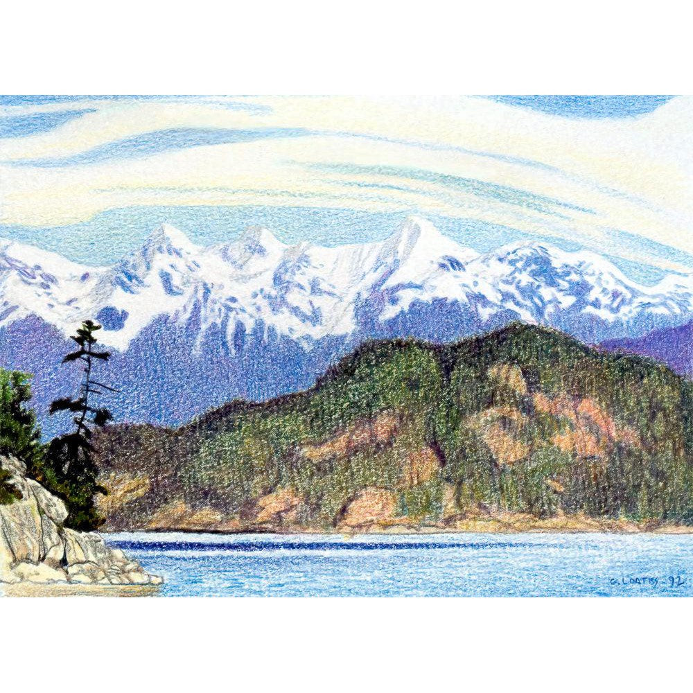 Snow Capped Mountains in British Columbia - Framed Print | Artwork by Glen Loates
