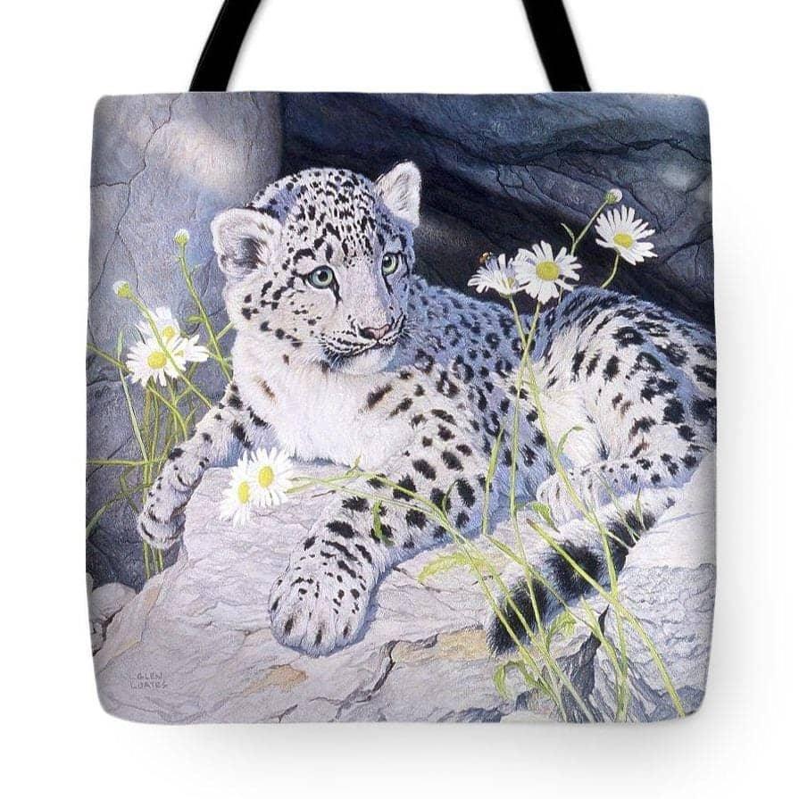 Snow Leopard Cub - Tote Bag | Artwork by Glen Loates