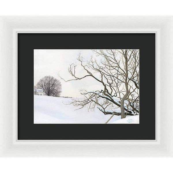 Winter White with Purple Martin House - Framed Print | Artwork by Glen Loates