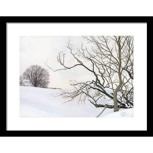 Winter White with Purple Martin House - Framed Print | Artwork by Glen Loates