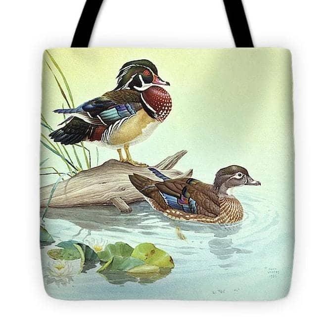 Wood Ducks by Glen Loates, artwork printed on a tote bag