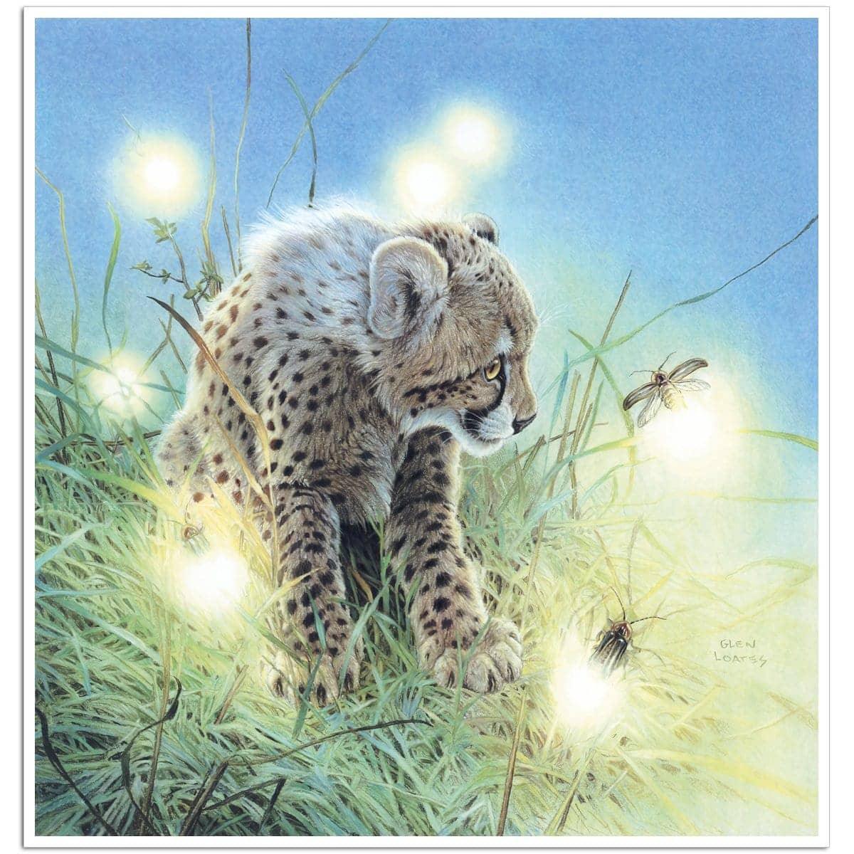Young Cheetah with Fireflies - Art Print | Artwork by Glen Loates